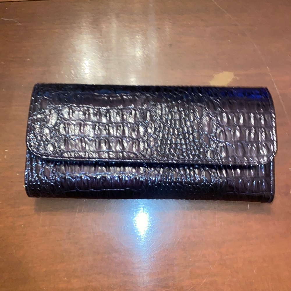 Faux crocodile leather makeup bag